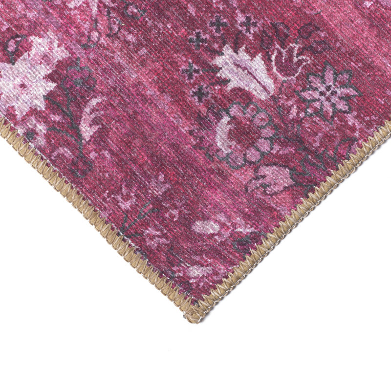 Tapis intérieur patchwork en polyester tissé à la machine, Rouge, 8 pi 10 po x 11 pi 9 po