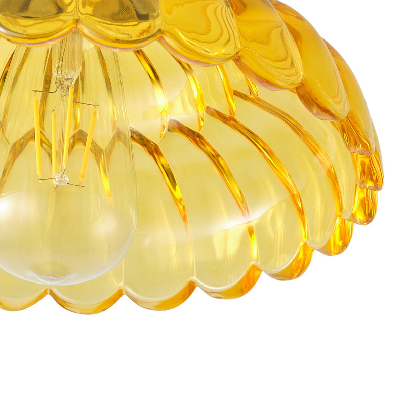 1-Light Brass Flush Mount Ceiling Light, Dimmable, E26 Base, Glass Shade, ETL Certified