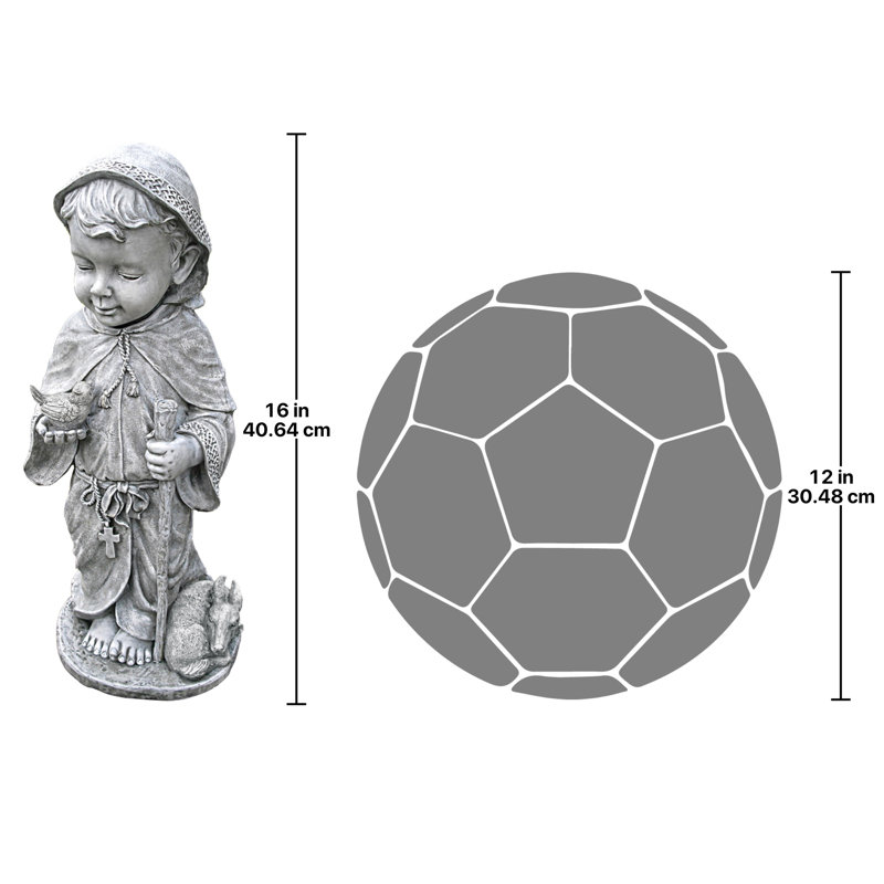 Statue de bébé Saint-François, H 16 po x l 7,5 po x P 5,5 po