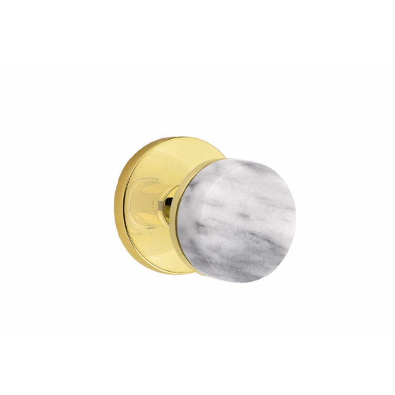 Select Round Knob with Round Rosette, Unlacquered Brass