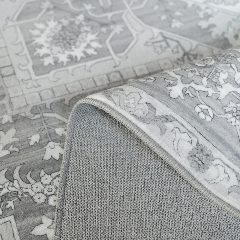 Machine Washable Area Rugs For Living Room Non-Slip Backing Foldable Boho Floral Carpet Rugs, Rectangle 6' x 9'