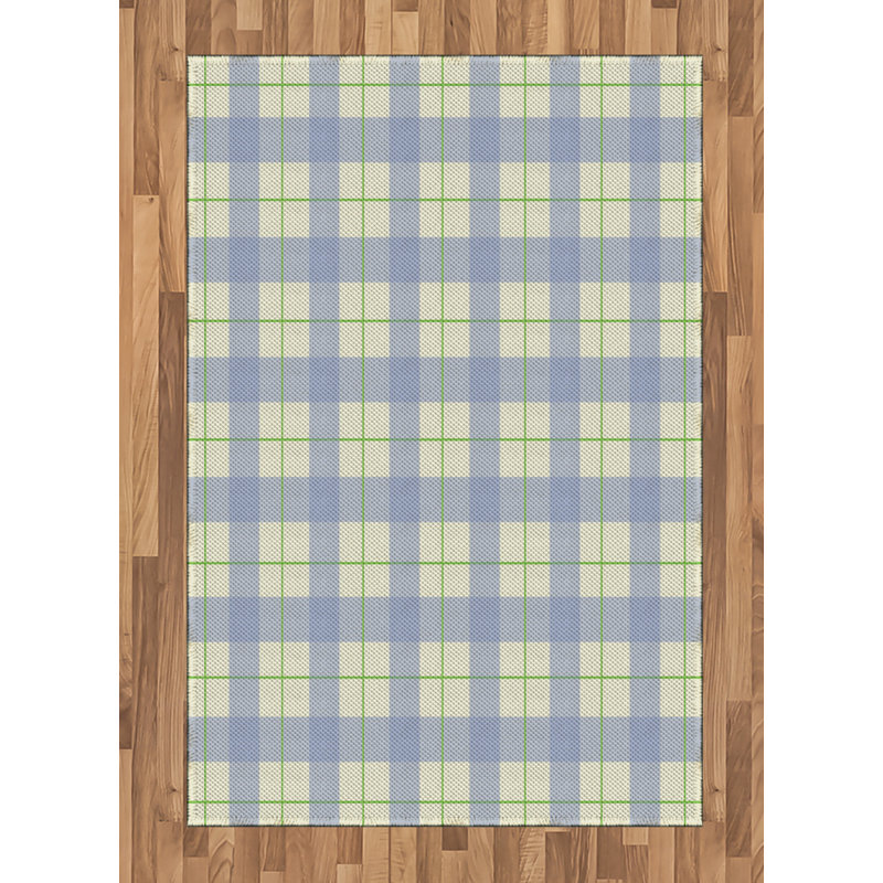 Checkered High Density Long Fiber Poly Threads Decorative Area Rug Carpet, Rectangle 4' x 5'8"