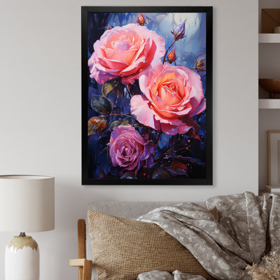 Fleur de néon rose sur toile