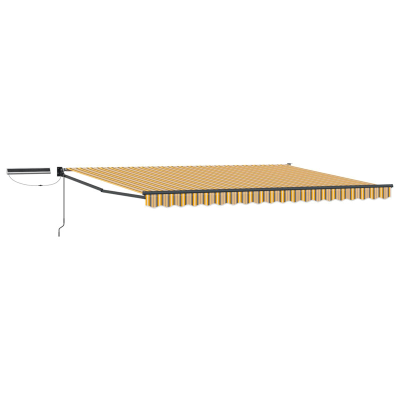 VidaXL Retractable, 500cm W x 300cm D, Yellow/Grey/Black Striped