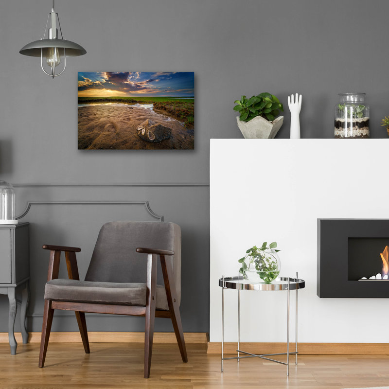«Sunset On Paines Creek Beach» par Rick Berk, art mural en verre acrylique, H 16 po x l 24 po x P 0,2 po
