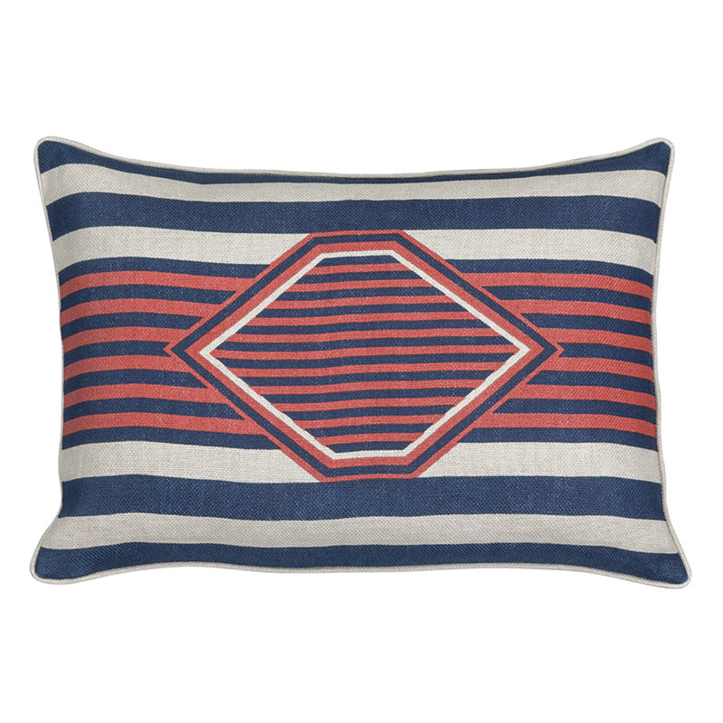 Mesa Linen Lumbar Pillow Cover & Insert, Red/Blue
