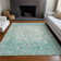 Machine Washable Indoor/Outdoor Xhevrie Teal Rug