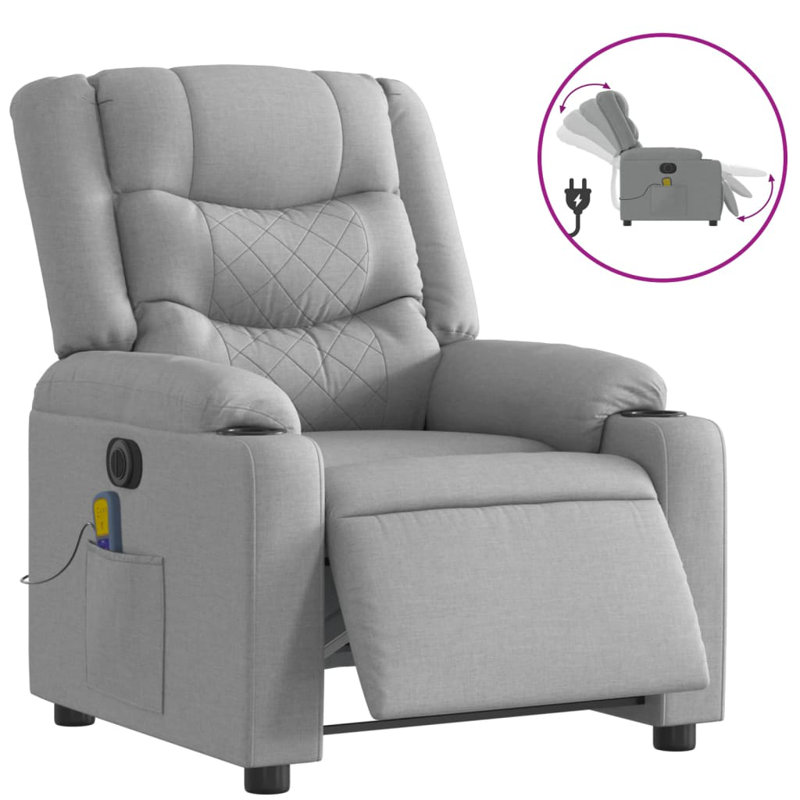 Fauteuil de massage, Gris clair, Poussoir électrique