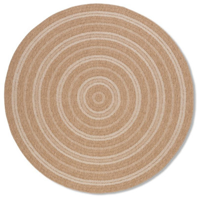 Avanos Indoor Outdoor Brown And White Round Rug