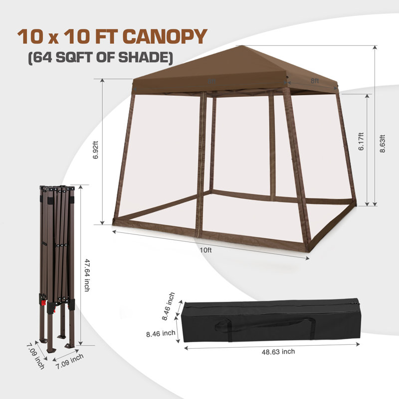 Pavillon de jardin escamotable 10 pi. L 10 pi. Pavillon de jardin en D, Brun