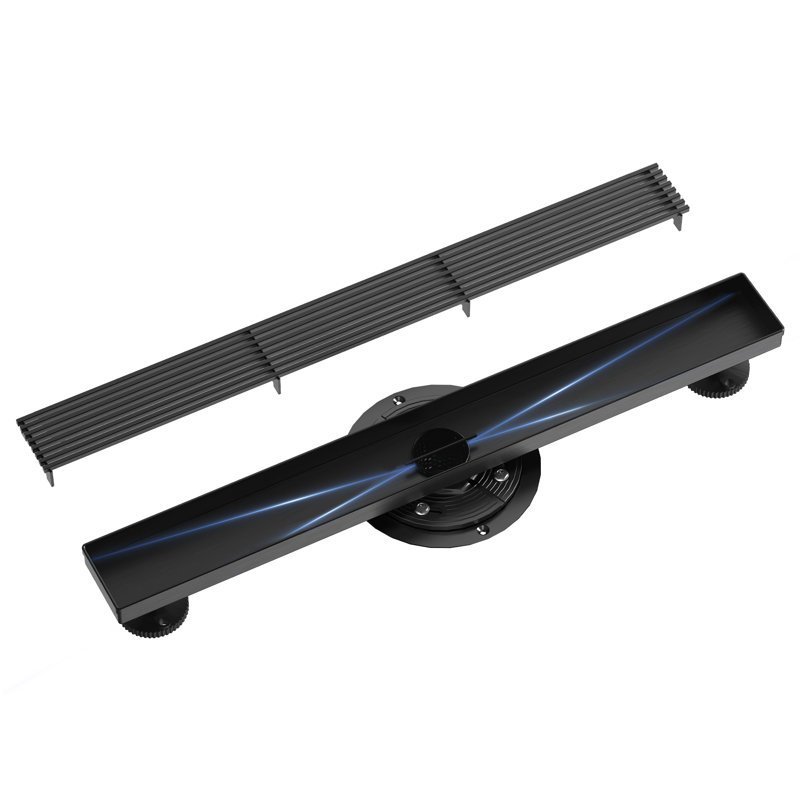 Drain de douche rectangulaire 24 "x 2,75", Matte Black