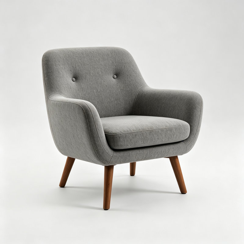 Fauteuil d'appoint, fauteuil de lecture moderne rembourré avec accoudoirs, en mousse haute densité, idéal pour le salon, la chambre ou le bureau, gris.