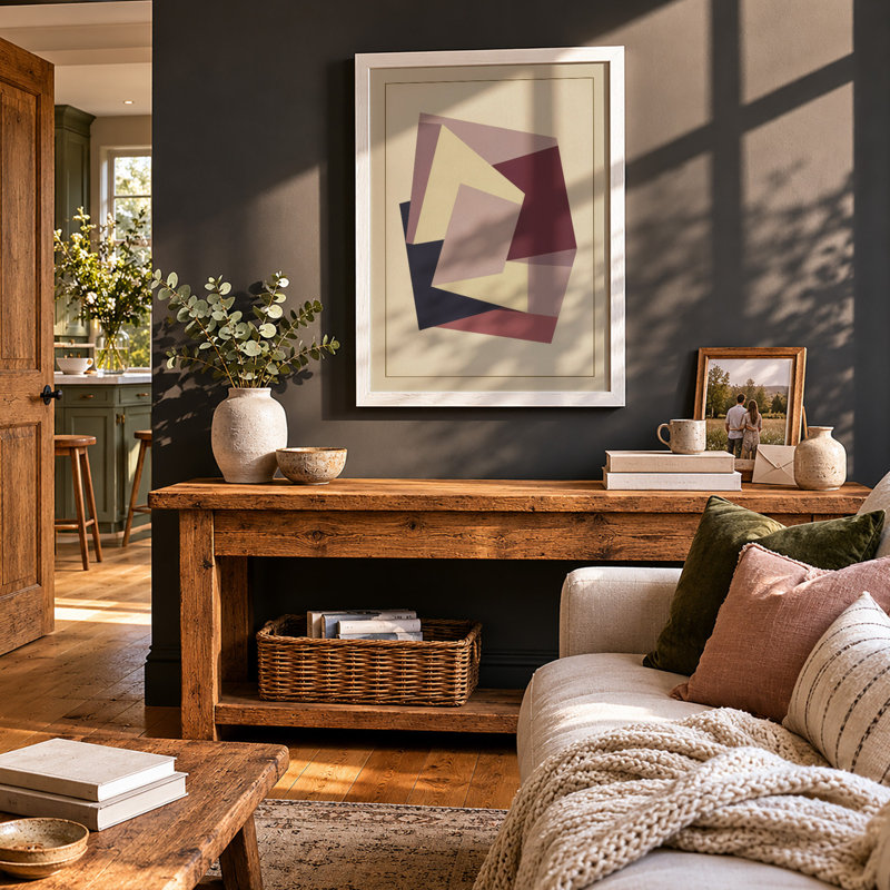 Angular Forms Geometric - Framed Print, A3 - 42.0 x 29.7 cm, White
