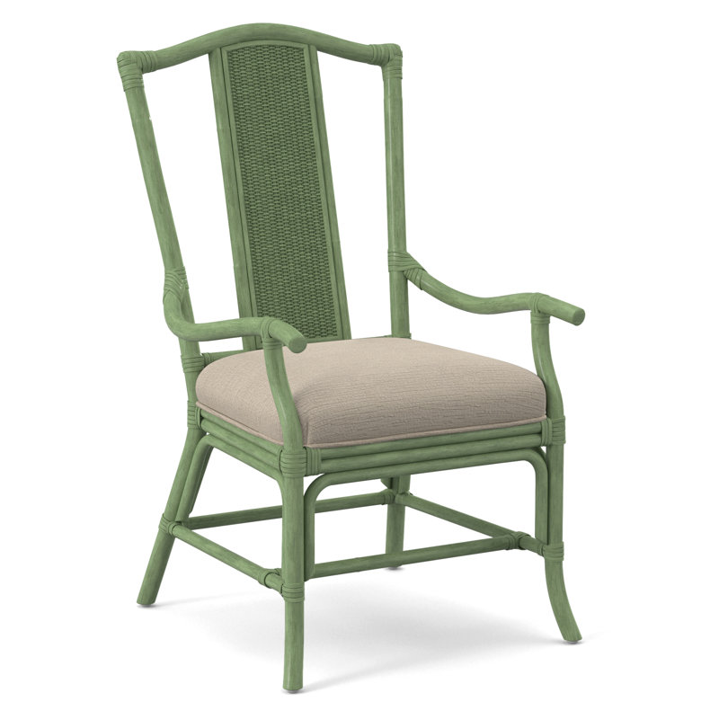 Drury Lane Slat Back Dining Arm Chair, Gray Sugar Performance; 0863-84, Celery
