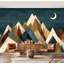 Papier peint adhésif peler et coller Mountain Nature Forest Rustic Farmhouse Moon Peaks Layered Layered-747857166