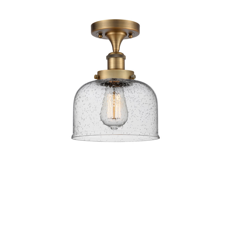 Plafonnier semi-encastré 1 lumière Analily, DEL, H 13 po x l 8 po x P 8 po, Laiton brossé