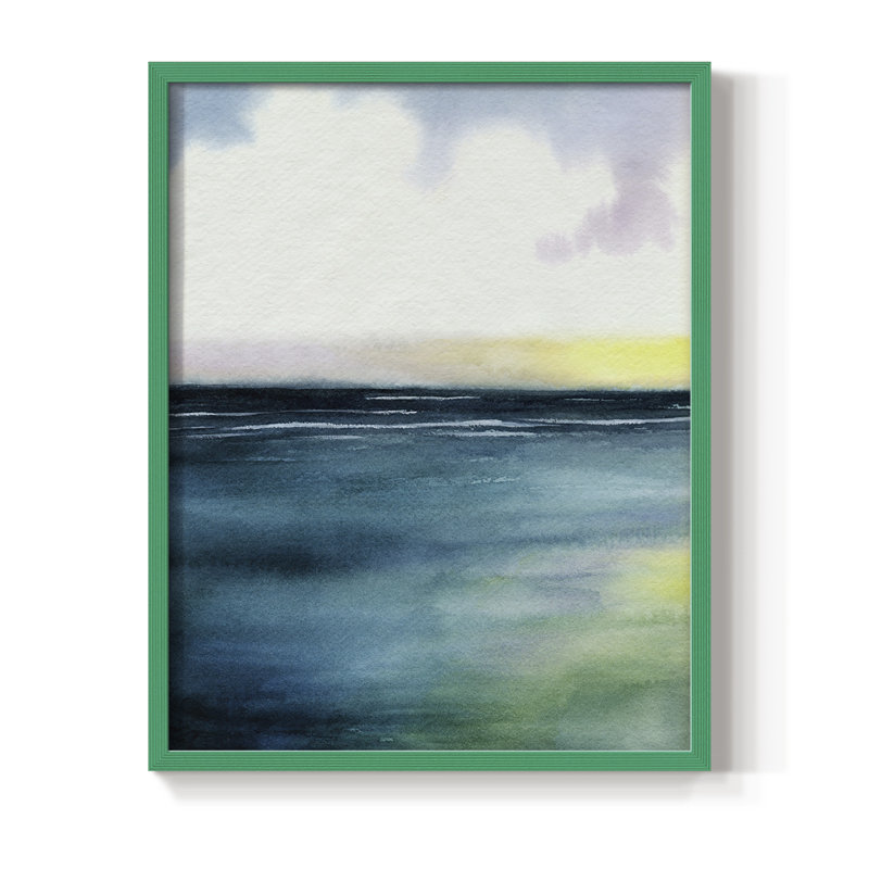 «Sherbet Sunset Diptych I», reproduction encadrée - bois massif, Vert, H 10 po x l 8 po