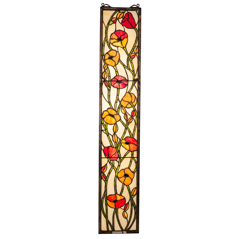 Victorian Tiffany Poppy Stained Glass Window