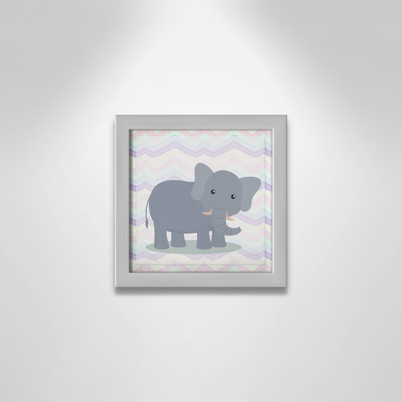 Art de l'éléphant rose, Encadré de boîte argent, H 8 po x l 8 po x P 1,18 po