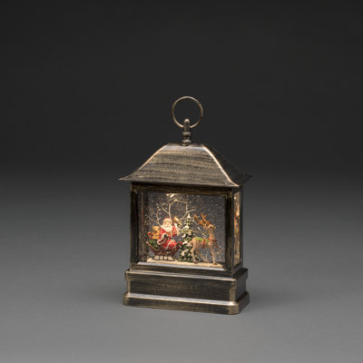 Snow Santa Reindeer and Sleigh Scene Lantern