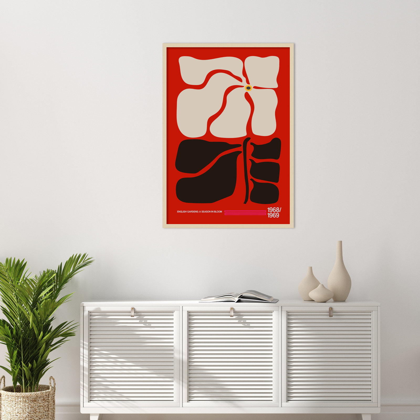 English Gardens Red by Frances Collett, Brown, 41" H x 29" W x 1" D