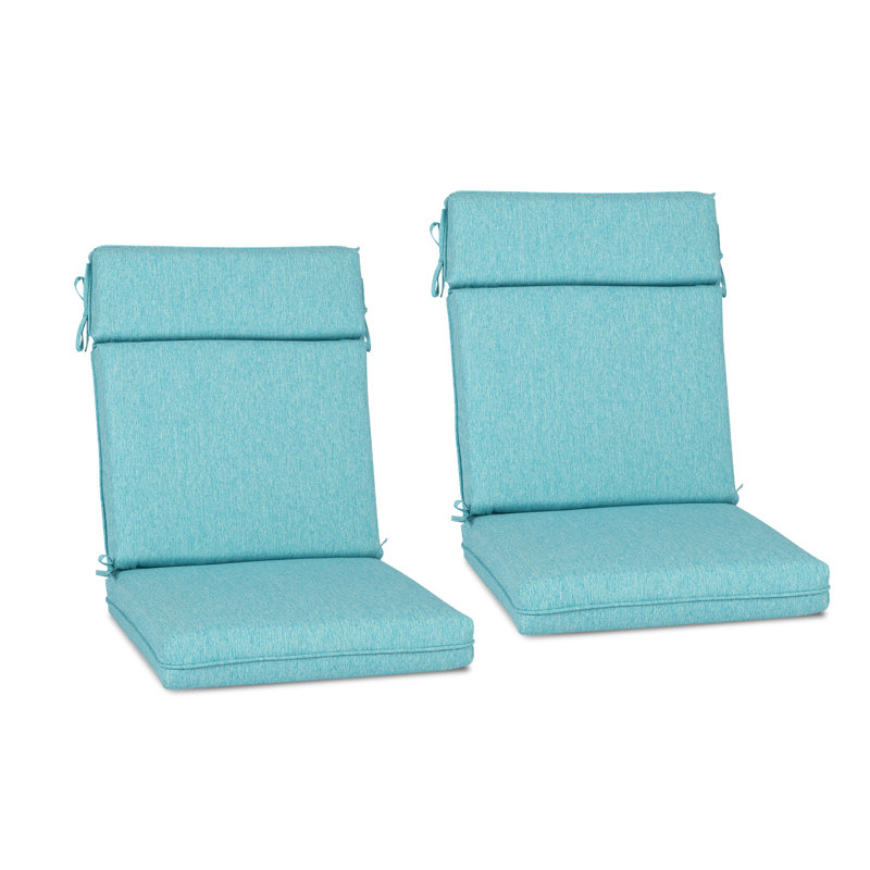 Outdoor High Back Chair Cushion Set of 2, 20" W x 17" D, Teal