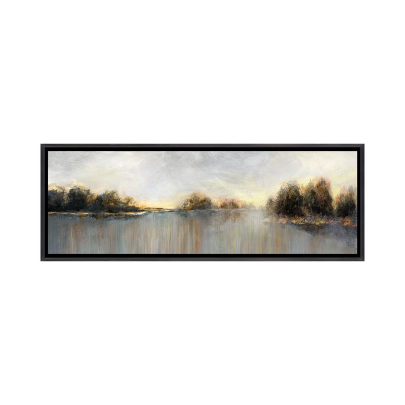 " Rain At Dawn " by Nan, Distressed Black Framed, 24" H x 72" W x 1.5" D