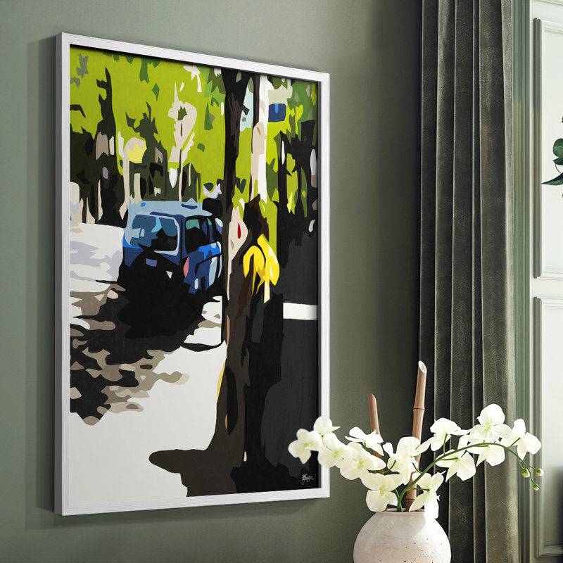 A Volvo in Ballard Framed Print - Solid Wood, White, 28" H x 22" W