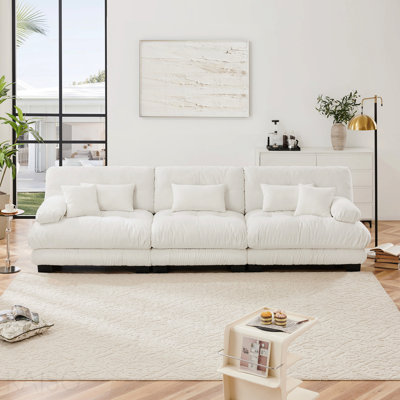 3-Seater Sectional Modular Deep Seat Sofa - White Chenille