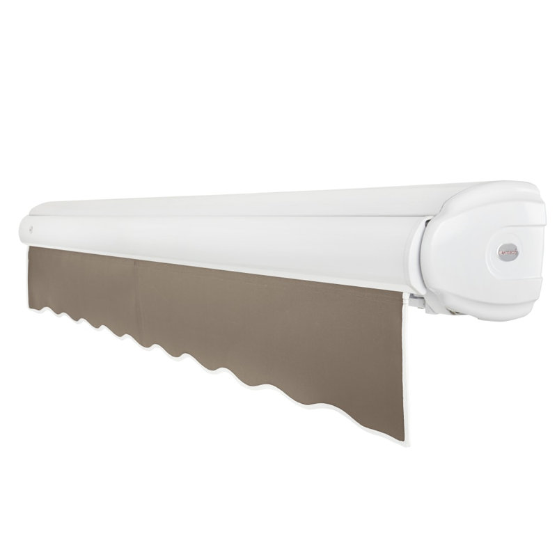 Awntech Key West Patio Retractable Awning with Cassette, Taupe, Left Side, 10' W x 8' D