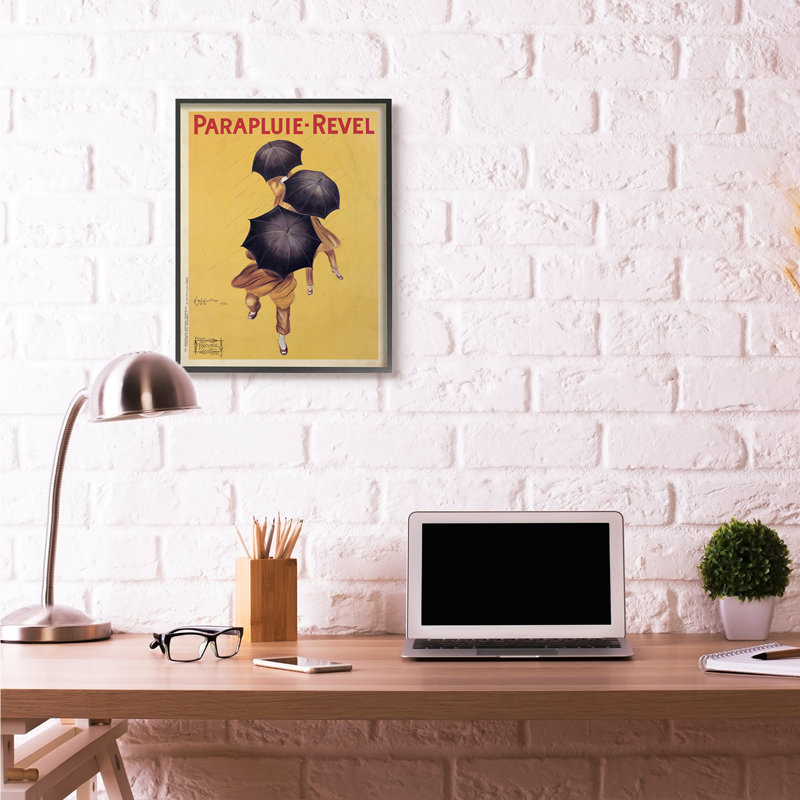 Parapluie-Revel Vintage Poster Yellow Design XXL Black Framed Giclee Texturized Art by Marcello Dudovich