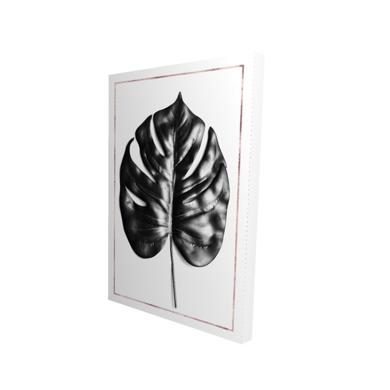Split Leaf Philodendron with Rose Line - Exotic Botanical Canvas
