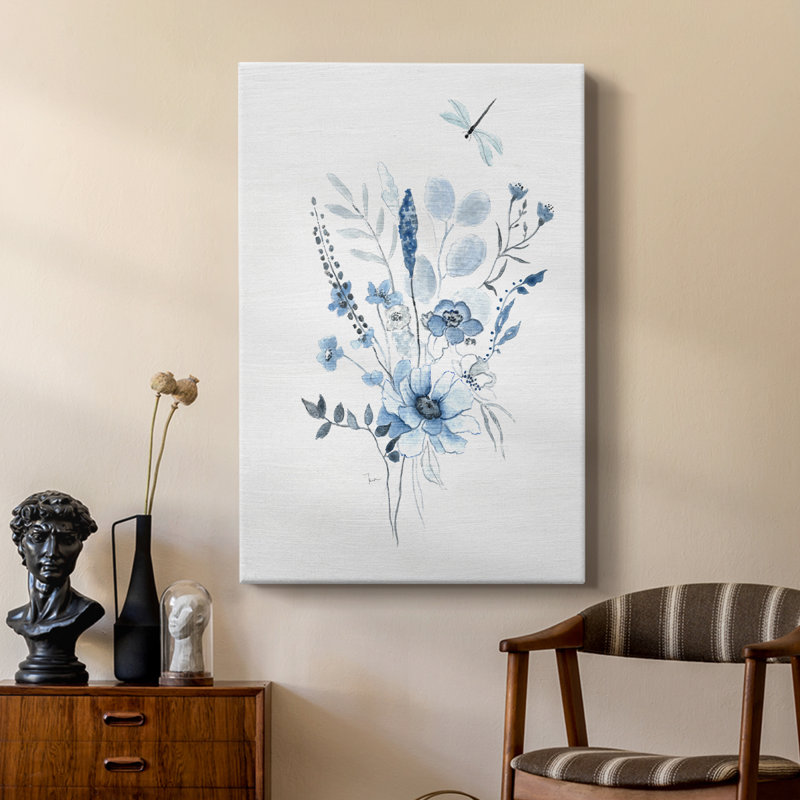 Indigo Gathering I -Custom Wrapped Gallery Cavas, 18" H x 12" W