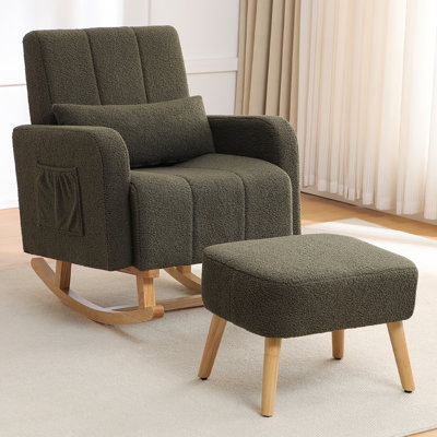 Upholstered Teddy Rocking Chair And Ottoman Ensemble