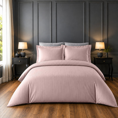 Microfiber Striped Duvet Cover Set with Pillowcases Included