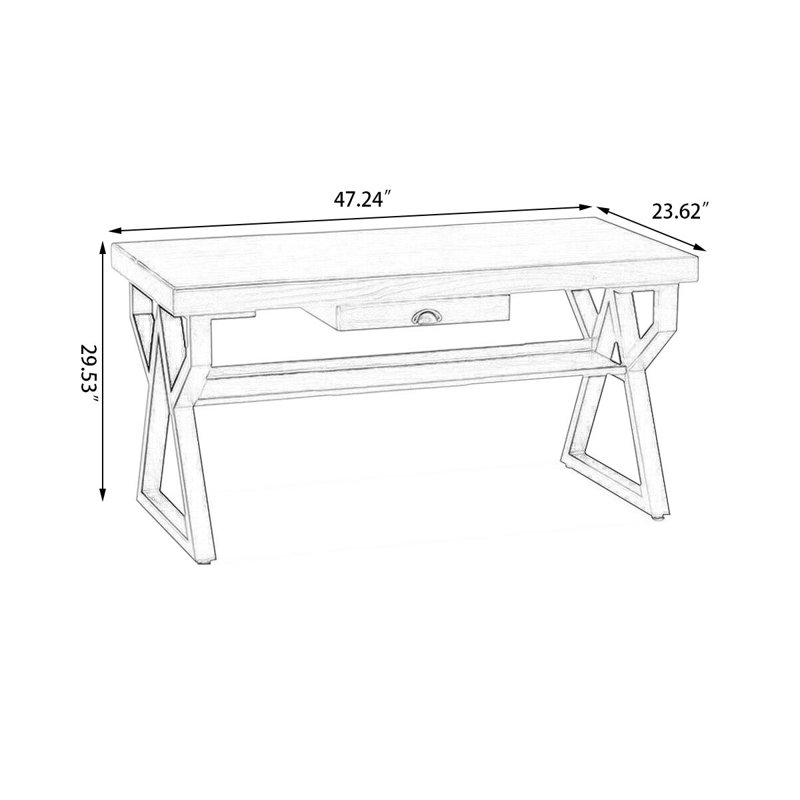 Bureaux rectangulaires en bois massif noyer foncé, H 29,53 po x l 47,24 po x P 23,62 po