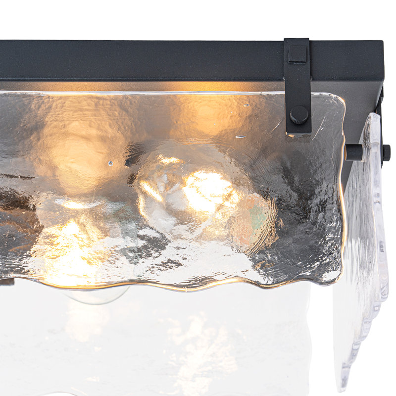 2-light Transparent Wavy Glass Flush Mount
