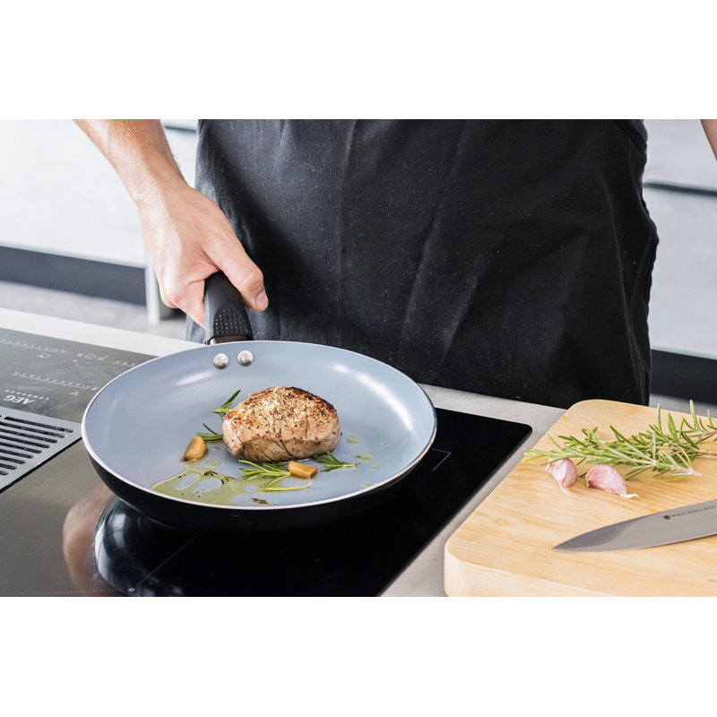 MasterClass 3pc Ceramic Non-Stick Eco Frying Pan Set with 3x Induction-Safe Frying Pans, 24cm, 26cm and 28cm