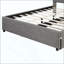 Lit plateforme tapissier avec tête de lit à motif brique et gigogne simple TG, tissu en lin-1409411797