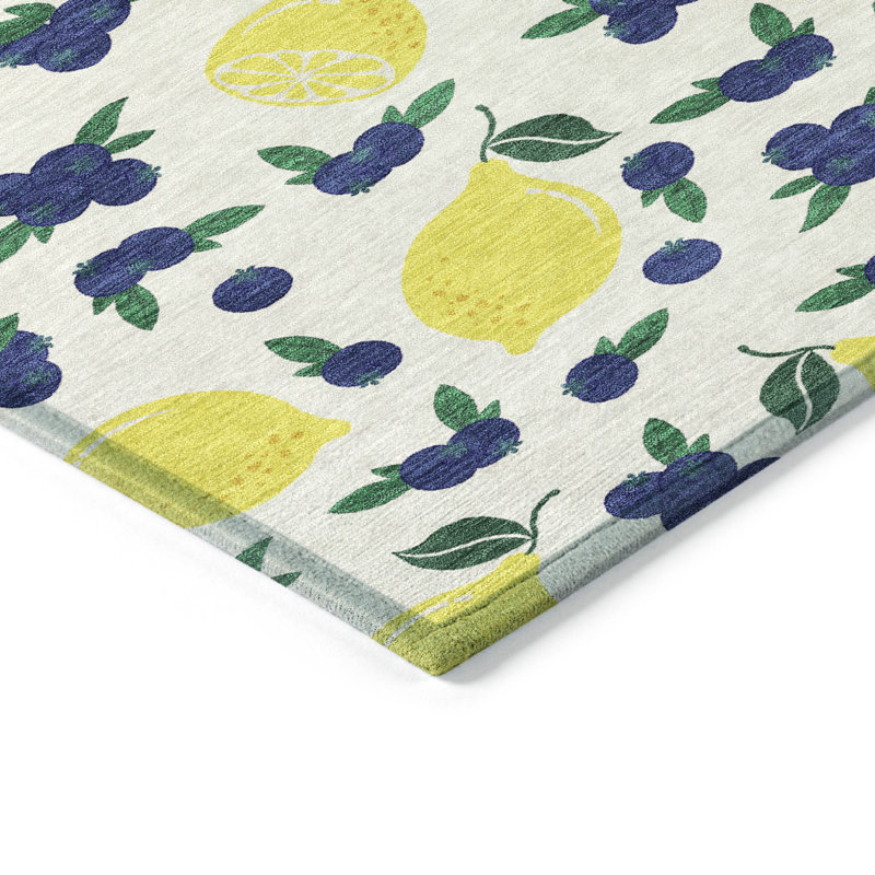 Machine Washable Indoor/Outdoor Bourkelands ACN2354 Fruits Rug, Round 8'
