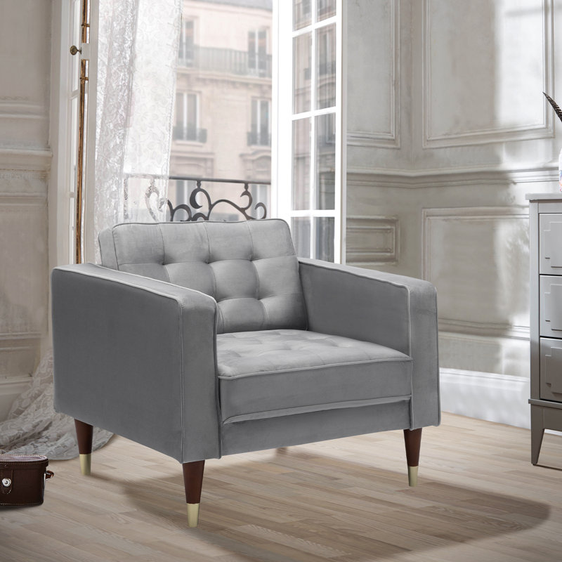 Adelheide Velvet Club Chair, Gray