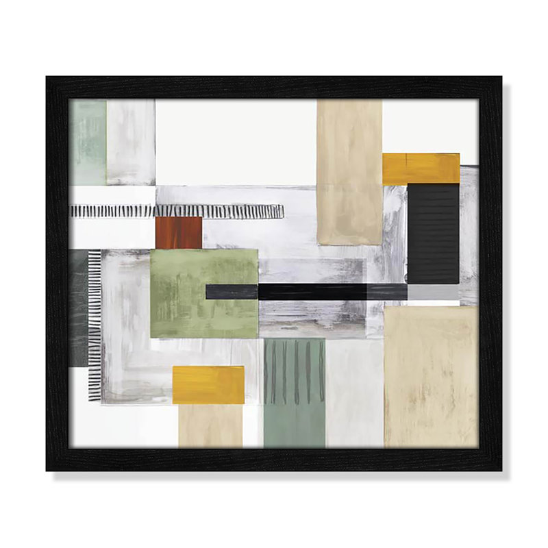 «Playful Blocks» par Tom Reeves, H 13 po x l 15 po x P 0,75 po, Cadre mince noir, Pas de tapis