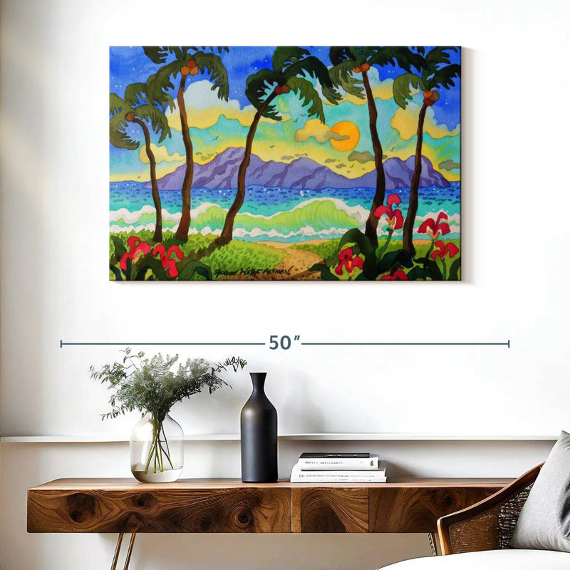 Gillard, palmiers tropicaux, H 26 po x l 39 po