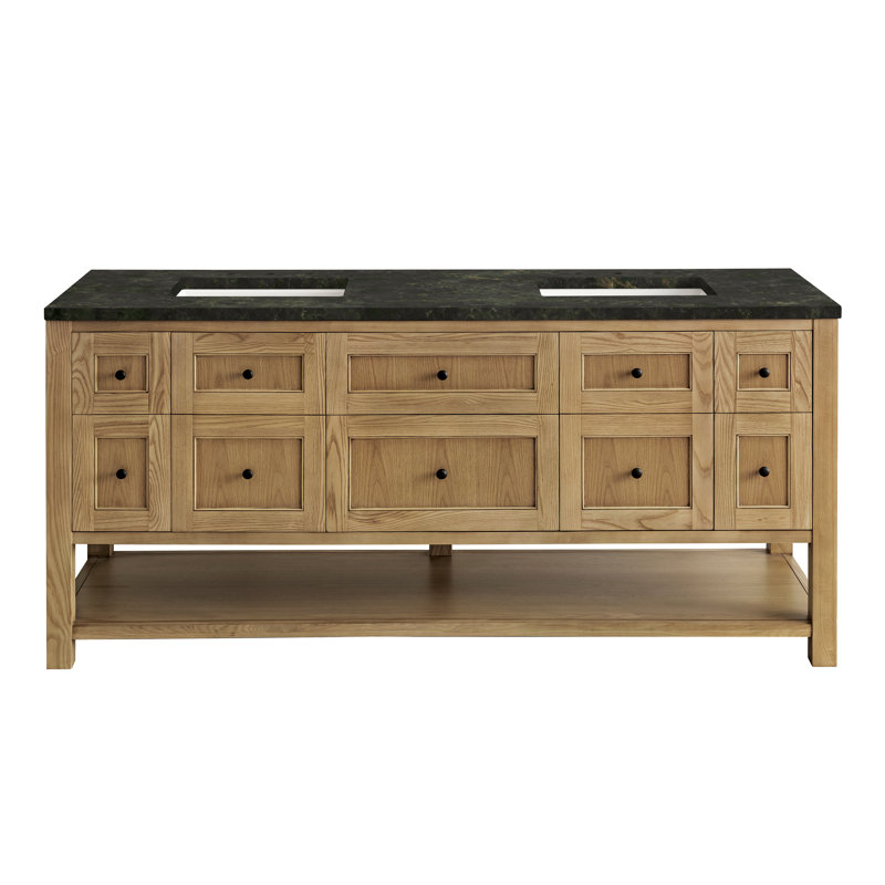 Breckenridge 72'' W Double Vanity, Light Natural Oak, Phantome Eclos, 8" Widespread
