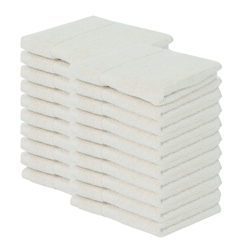 Ensemble de débarbouillettes 100% coton Splash zéro, débarbouillettes et débarbouillettes en coton doux absorbant 550 g / m² pour salle de bain, spa et usage quotidien, certifié OEKO-TEX, paquet de 20, ivoire