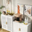 Armoire de rangement de garage en acier blanc avec 2 portes, tablettes réglables pour objets de valeur et objets lourds, construction, verrouillable, acier laminé à froid à haute résistance, structure, dimensions 32,35 po, heurt