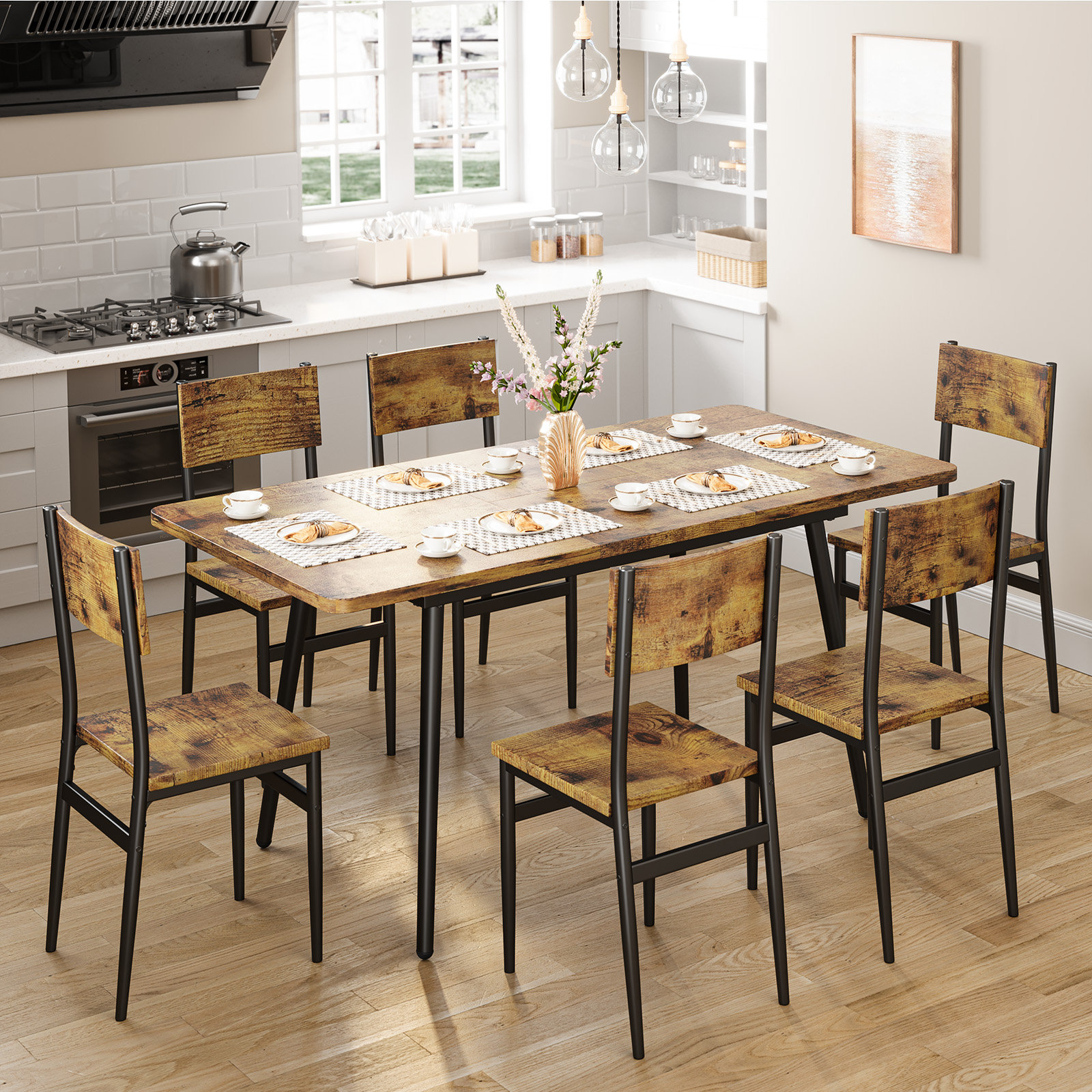 Dining Set Design 17 Stories Skarthi 7 - Piece Extendable Dining Set & Reviews | Wayfair