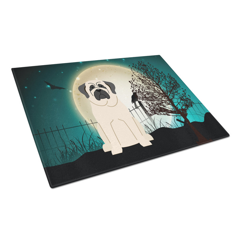 Planche à découper en verre trésors caroline Scary Halloween, Blanc
