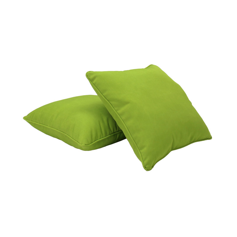 Lime Green Olefin Fabric Square Indoor/Outdoor Pillow Set