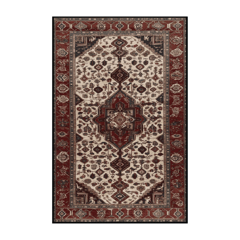 Tapis persan noir lavable à la machine, Rectangulaire 2 pi x 3 pi